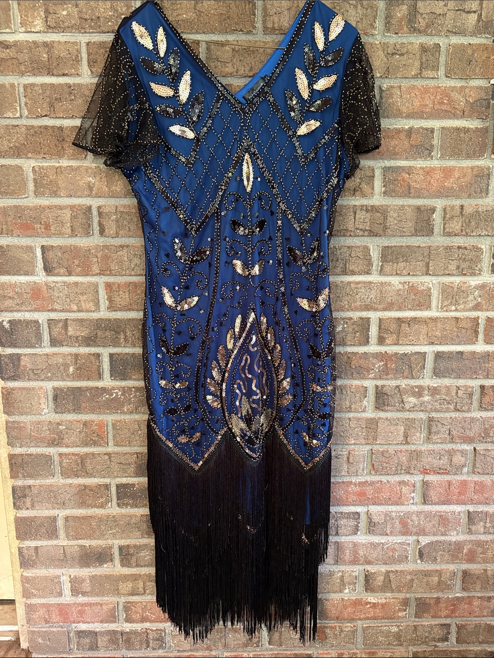 Daisy Cobalt Blue Beaded Fringe Midi Dress -special Event , Roaring 20s, Flapper